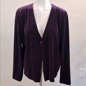 Hillard & Hanson XS Soft Purple Velvet Single Button Relaxed Fit Blazer